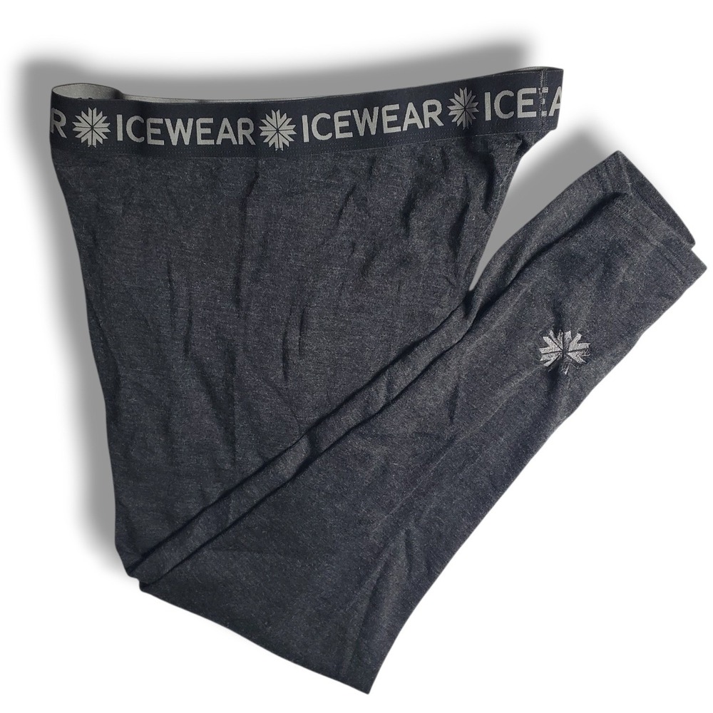 Icewear Drangsnes 100% Merino Wool Base Layer Pants Womens XL 35" Gray Leggings